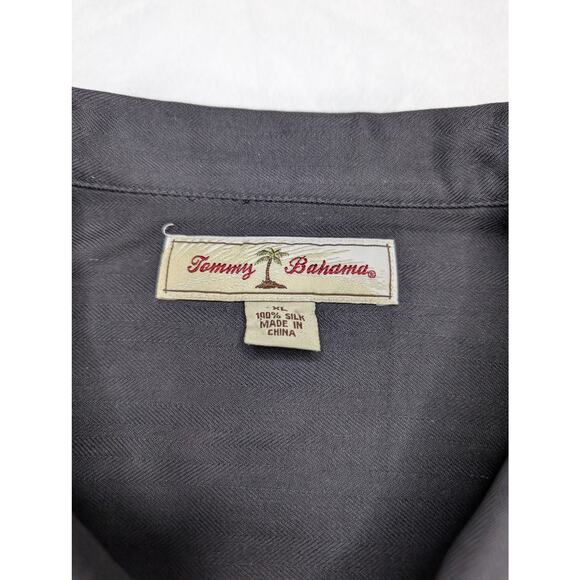 Tommy Bahama Silk Mens Button Up Short Sleeve Shirt XL Black Luxury Resort - Picture 2 of 6